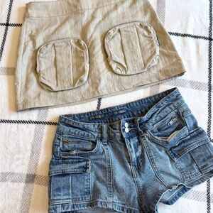 Cargo Mini Skirt and Cargo Short Bundle